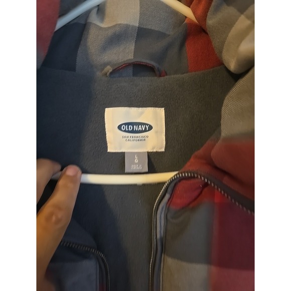 Old Navy Puffer Vest Womans Large Jacket Plaid Quilted Red Thick Full Zip - Picture 3 of 6